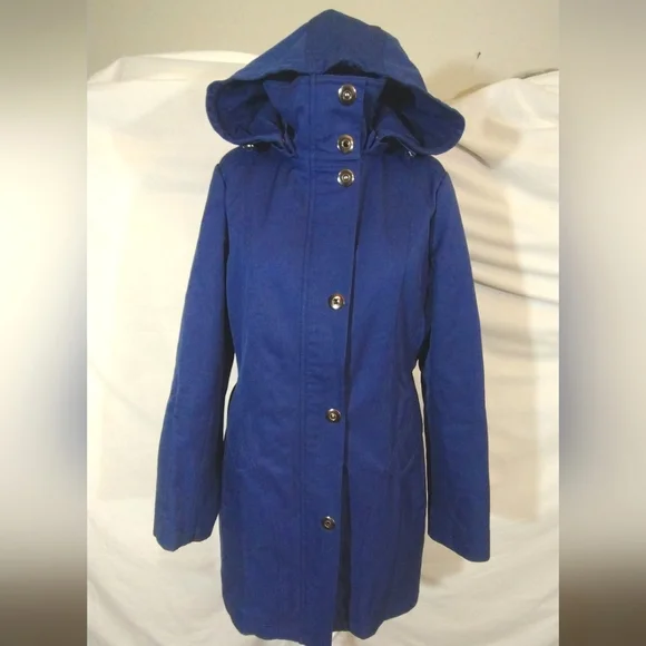 Kristen Blake Winter Jacket Blue Hooded, ZipUp Snaps, Pockets, Insulated Lined,M - Picture 1 of 16
